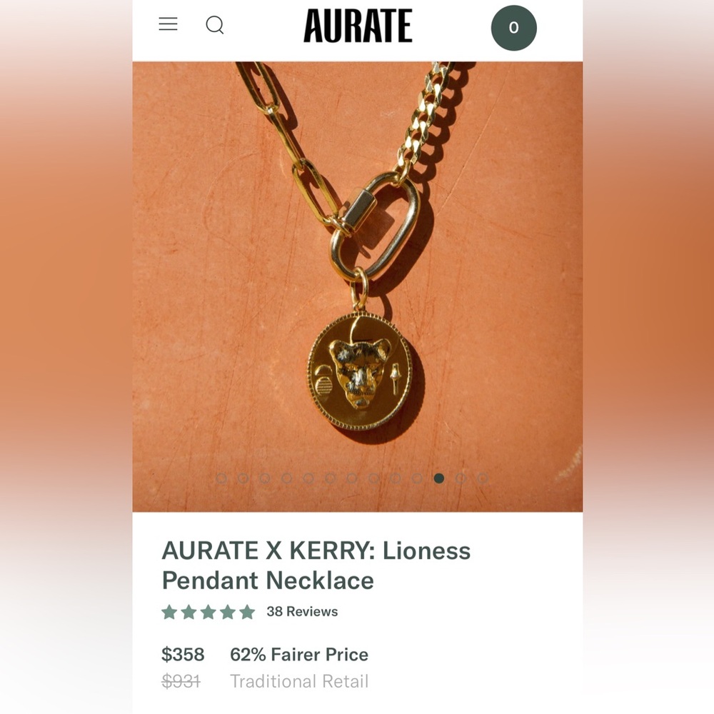 Aurate x Kerry Washington Gold Lioness Pendant Necklace in Rose Gold